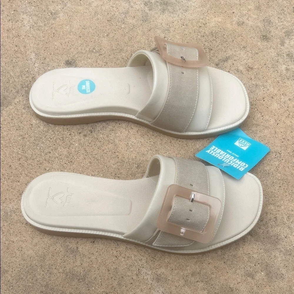 Reef Women's Lana Bluckle Vintage White Slide Sandals Size 9 NWT